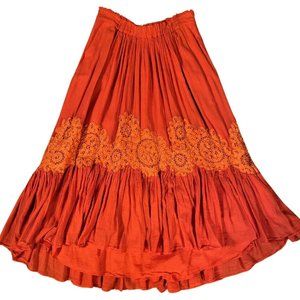 Anthropologie 'Floreat' Orange High-Low Maxi Skirt